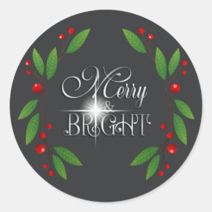 Pegatina Redonda Merry Berry Bright Navidades Swag D591