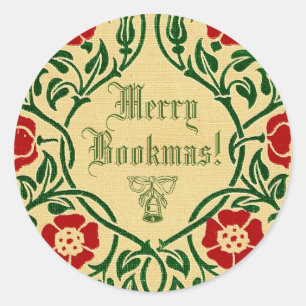 Pegatina Redonda Merry Bookmas (Art Nouveau)