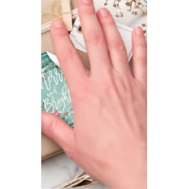 Pegatina Redonda Merry Bright Merry Christmas Holly Floral Direcció