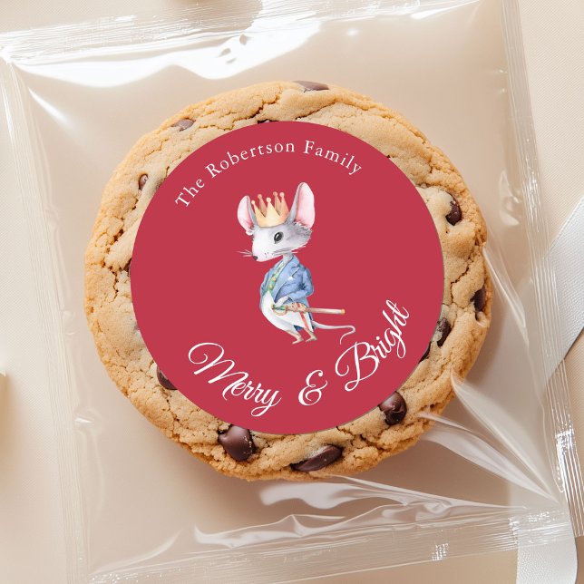 Pegatina Redonda Merry & Bright Nutcracker Mouse Christmas Sticker (Subido por el creador)