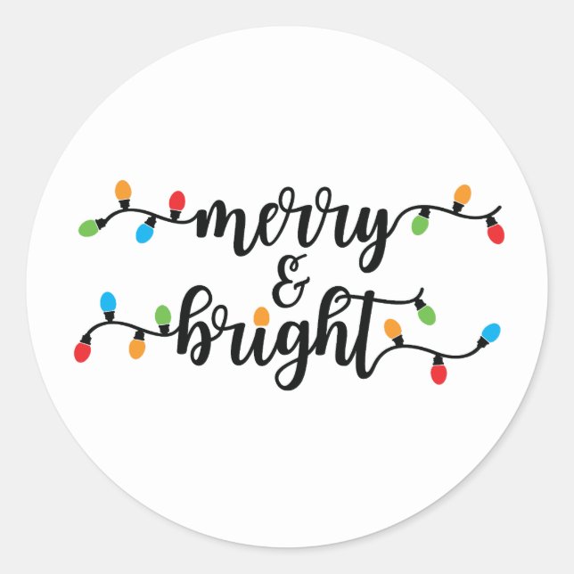 Pegatina Redonda Merry & Bright Stickers  (Anverso)