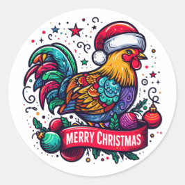 Pegatina Redonda Merry Chickenmas