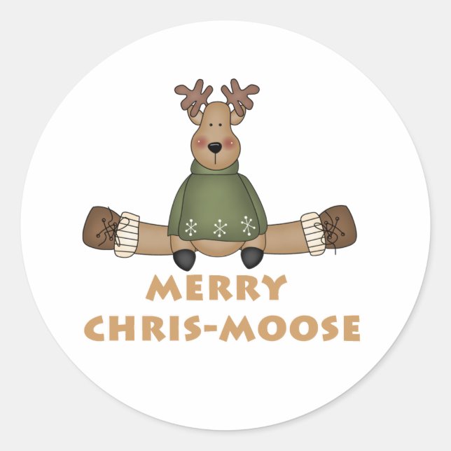 Pegatina Redonda Merry Chris-Moose (Anverso)