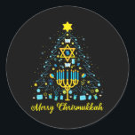 Pegatina Redonda Merry Chrismukkah Menorah Christmas Tree Chanukah<br><div class="desc">Merry Chrismukkah Menorah Árbol de Navidad Chanukah Judah</div>