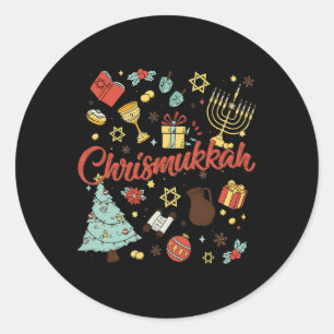 Pegatina Redonda Merry Chrismukkah Navidades felices Hanukkah 1