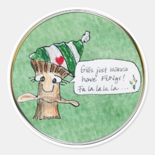 Pegatina Redonda Merry ChrisMUSH Personalizado Mushroom