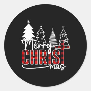 Pegatina Redonda Merry Christ Mas Christian Jesus Navidades Pjs Xma