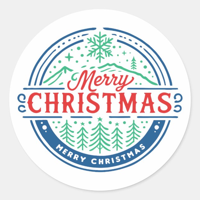 Pegatina Redonda Merry Christmas 2 (Anverso)