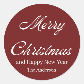 Pegatina Redonda merry christmas and happy new year