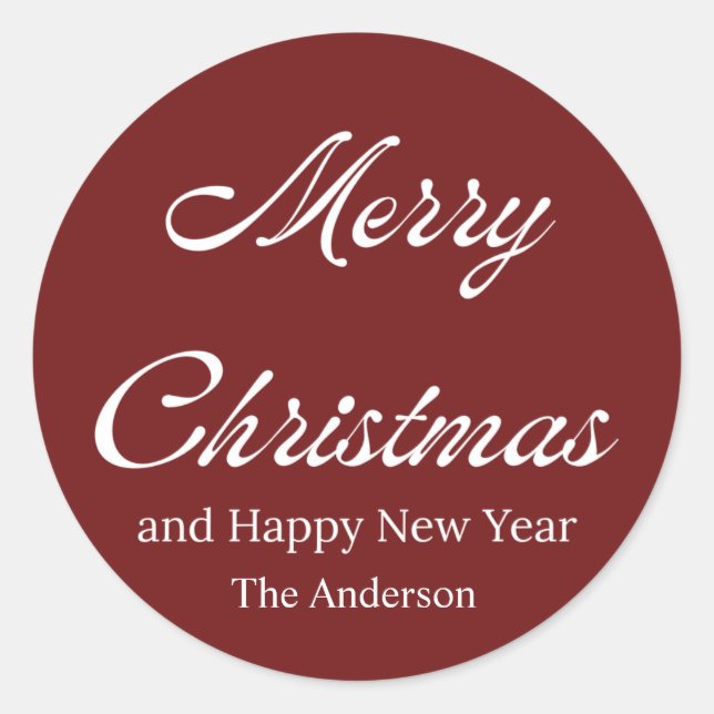 Pegatina Redonda merry christmas and happy new year  (Anverso)