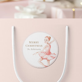 Pegatina Redonda Merry Christmas Ballerina Sticker