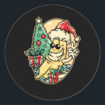 Pegatina Redonda Merry Christmas Banana<br><div class="desc">Feliz Banana de Navidad. ¡Dalo como regalo perfecto! Elige tu tamaño y color a continuación,  COMPRA AHORA para realizar tu pedido. Siga nuestra tienda para más diseños Gracias =)</div>