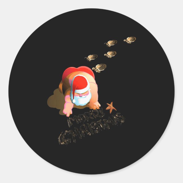 Pegatina Redonda Merry Christmas - Beach Christmas  (Anverso)