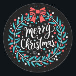 Pegatina Redonda Merry Christmas Berry Wreath<br><div class="desc">Merry Christmas Berry Wreath Classic Round Pegatina</div>
