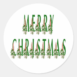 Pegatina Redonda Merry Christmas Candle Font