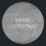 Pegatina Redonda Merry Christmas Chalkboard Typography Black White<br><div class="desc">Feliz Chalkboard Christmas Blackboard Aspecto Elegante Escritura a mano Typografía Gris Black Holiday Regalos de temporada</div>