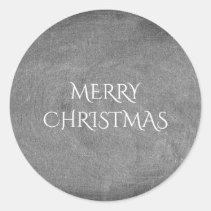 Pegatina Redonda Merry Christmas Chalkboard Typography Black White