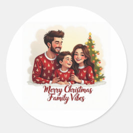 Pegatina Redonda Merry Christmas Family Vibes Sticker
