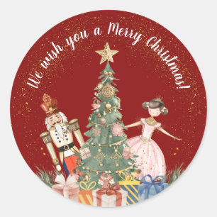 Pegatina Redonda Merry Christmas Fiesta Nutcracker