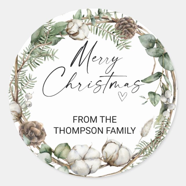 Pegatina Redonda Merry Christmas for Gifts Envelopes Present  Class (Anverso)