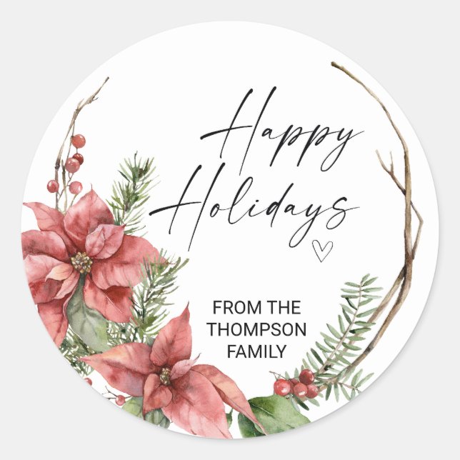 Pegatina Redonda Merry Christmas for Gifts Envelopes Present  Class (Anverso)