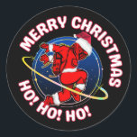 PEGATINA REDONDA MERRY CHRISTMAS FUNNY SPACE ASTRONAUT<br><div class="desc">FELIZ NAVIDAD CON FUNNY SPACE ASTRONAUT,  REGALO PERFECTO PARA LAS VACACIONES.</div>