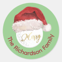 Merry Christmas Golf Ball Santa Cap Name