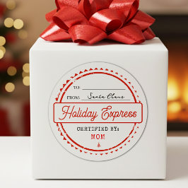 Pegatina Redonda Merry Christmas Holiday Express Mail To From