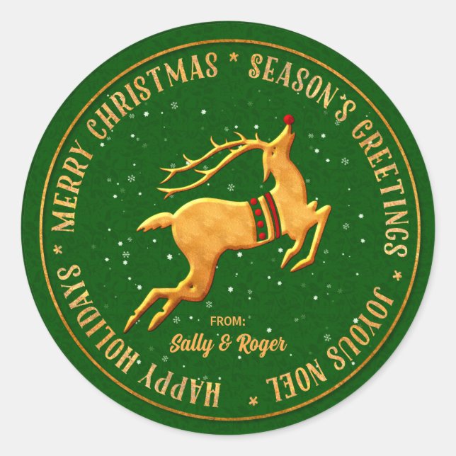 Pegatina Redonda Merry Christmas in Multi Languages (Anverso)