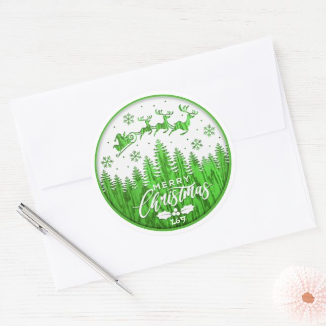 Pegatina Redonda MERRY CHRISTMAS navidades graciosos (Sobre)
