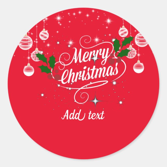Pegatina Redonda Merry Christmas ornamental design TEMPLATE (Anverso)