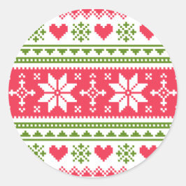 Pegatina Redonda Merry Christmas pattern 3