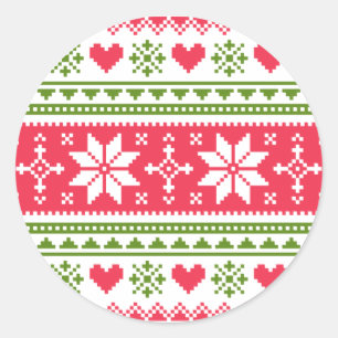 Pegatina Redonda Merry Christmas pattern 3