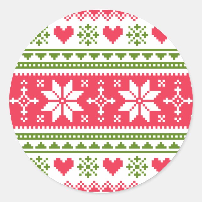 Pegatina Redonda Merry Christmas pattern 3 (Anverso)