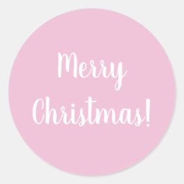 Pegatina Redonda Merry Christmas Pink Typography