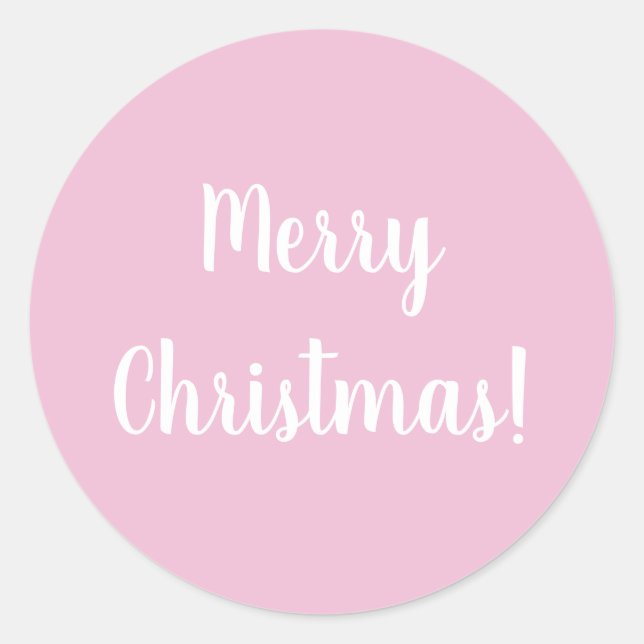 Pegatina Redonda Merry Christmas Pink Typography (Anverso)