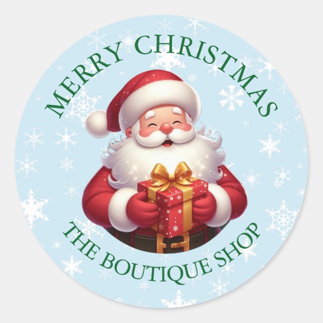 Pegatina Redonda Merry Christmas Santa Business Sticker (Anverso)