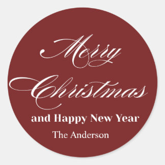 Pegatina Redonda merry christmas script elegant