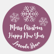 Merry Christmas Script Name Snowflake Berry Pink