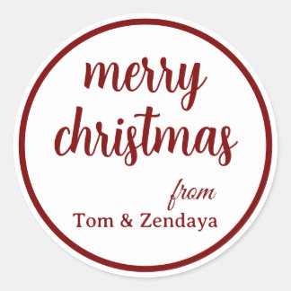Pegatina Redonda Merry Christmas Simple Stylish Modern Minimal Mono