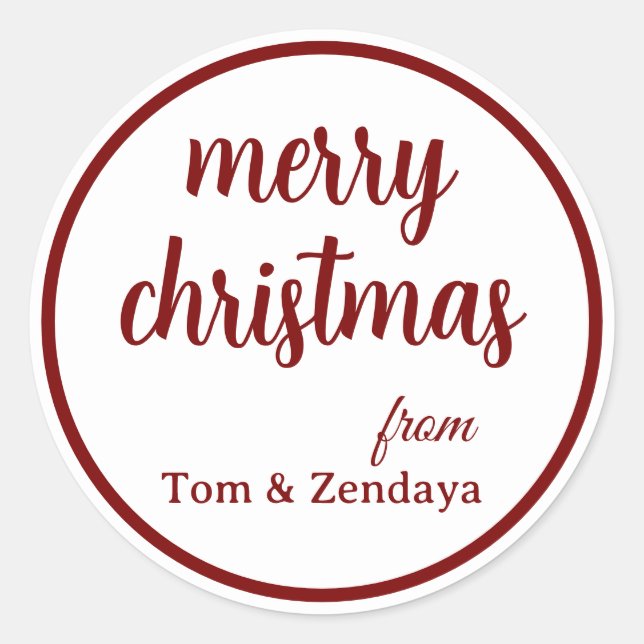 Pegatina Redonda Merry Christmas Simple Stylish Modern Minimal Mono (Anverso)