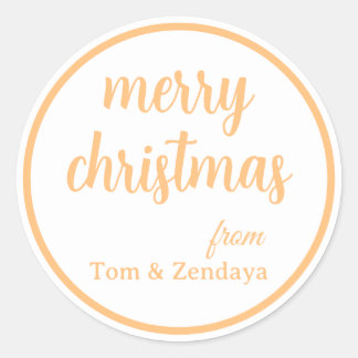 Pegatina Redonda Merry Christmas Simple Stylish Modern Minimal Mono