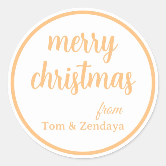 Pegatina Redonda Merry Christmas Simple Stylish Modern Minimal Mono (Anverso)