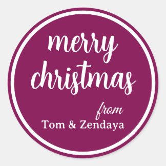 Pegatina Redonda Merry Christmas Simple Stylish Modern Minimal Mono