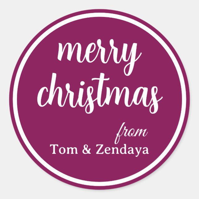 Pegatina Redonda Merry Christmas Simple Stylish Modern Minimal Mono (Anverso)