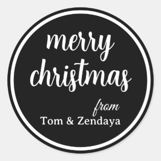 Pegatina Redonda Merry Christmas Simple Stylish Modern Minimal Mono