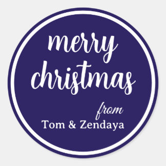 Pegatina Redonda Merry Christmas Simple Stylish Modern Minimal Mono