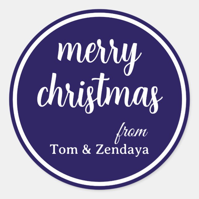 Pegatina Redonda Merry Christmas Simple Stylish Modern Minimal Mono (Anverso)