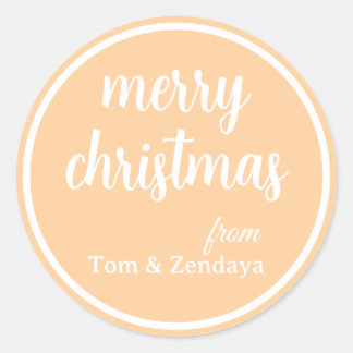 Pegatina Redonda Merry Christmas Simple Stylish Modern Minimal Mono