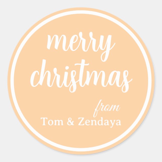 Pegatina Redonda Merry Christmas Simple Stylish Modern Minimal Mono (Anverso)